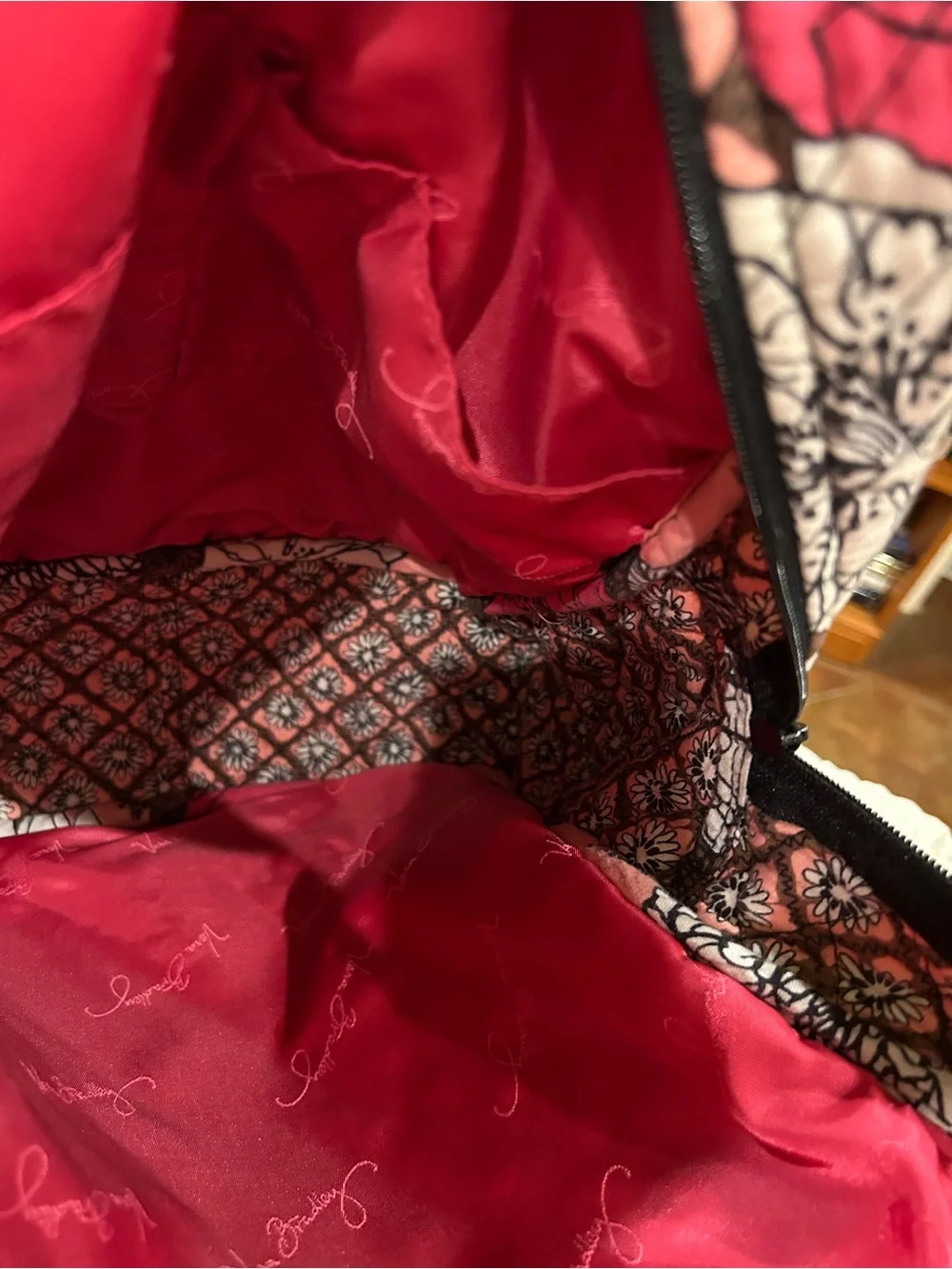 Vera Bradley Quilted Floral Backpack in Pink, White and Brown